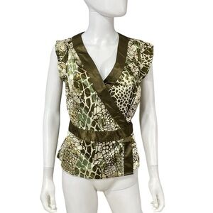VERTIGO PARIS Satin V Neck Wrap Top